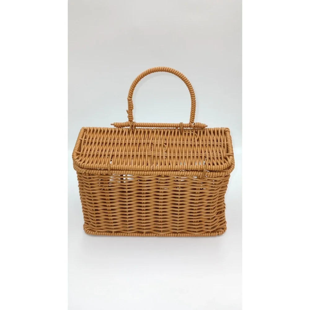 Cottage Woven Rattan Basket  Decor/ Sm Picnics/ Keepsakes Cottagecore Farmhouse